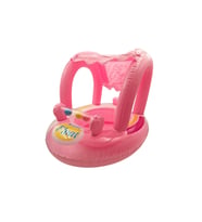 Yuvarlak Pembe Oyuncaklı Gölgelikli Tenteli Çocuk Deniz Simiti Baby Float Bebek Deniz Simiti 0-3 Yaş Bebek Botu Pembe