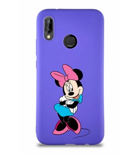 Huawei P20 Lite Soft Premier Kapak Minnie Mouse-D Tasarımlı Silikon Kılıf - Mor (Şeffaf)