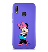 Huawei P20 Lite Soft Premier Kapak Minnie Mouse-D Tasarımlı Silikon Kılıf - Mor (Şeffaf)