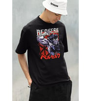 Anime Karakter Berserk Baskılı Unisex Oversize Tişört