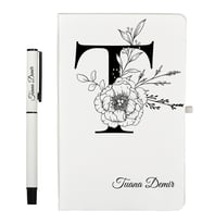 Kişiye Özel Hazırlanmış Beyaz Defter ve Kalem Seti