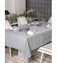 Cotton Box Keten Masa Örtüsü Takımı Pera Gri 175x240