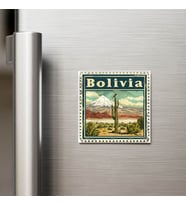 Bolivya Bolivia - Posta Pulu Temalı Ülke - Baskılı Buzdolap Magneti Kare - 9x9 cm