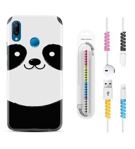 Huawei P20 Lite Mate 10 20 Lite Pro P40 Lite KılıfKablo Koruma Spiral Silikon Sevimli Panda 1794