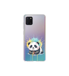 Samsung Galaxy Note 10 Lite ile Uyumlu Splash Panda Tasarımlı Şeffaf Silikon Kılıf