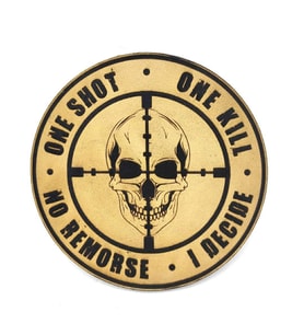 ONE SHOT ONE KILL KESKİN NİŞANCI Deri PEÇ - Arma - Askeri Patch (Krem)