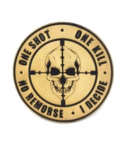 ONE SHOT ONE KILL KESKİN NİŞANCI Deri PEÇ - Arma - Askeri Patch (Krem)