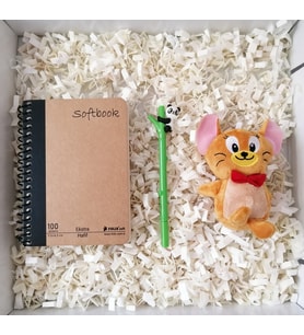 3’lü Ofis Hediye Seti – Ayıcıklı Kalem 🧸  Fare Figürlü Anahtarlık 🐭  Not Defteri 📓