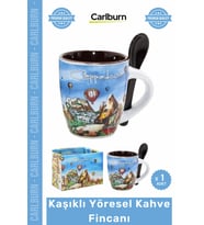 #KahveFincanı Geleneksel Motifli Estetik Porselen Türk Sunum Kaşıklı Yöresel Kahve Fincanı Tekli
