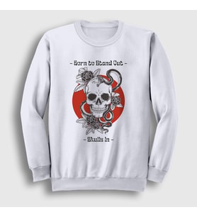 Presmono Unisex Beyaz Born To Stand Out Skulls In Sweatshirt 507200tt