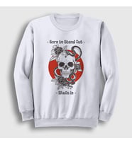 Presmono Unisex Beyaz Born To Stand Out Skulls In Sweatshirt 507200tt