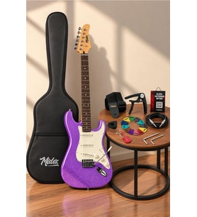 Midex RPH-30PU Gül Klavye Strat Kasa SSS Elektro Gitar Seti