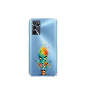 Oppo A16 ile uyumlu Splash ahtapot tasarımlı şeffaf silikon kılıf