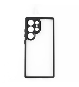 Galaxy S24 Ultra Kılıf New Roll Kenar ve Kamera Koruyucusu Renkli Şeffaf Kılıf (Siyah)