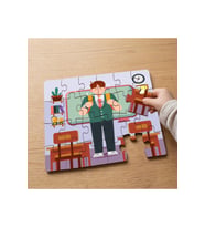 Sınıfta Öğrenci Tasarımlı 24 Parça Ahşap Çocuk Puzzle