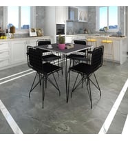 Knsz masa sandalye takımı hem75mazlum grisyh 080*080 klçsm 4 sandalye syhsyh kolçaklı sırt minderli