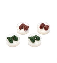 Yılbaşı 4lü Spice Orange Kokulu Yeşil-Kahverengi Kozalak Dekorlu Tealight Mum Seti (Ekru)