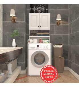 Kenzlife membran çamaşır makinesi dolabı hayzum byzbyz çerçeve 180*66*55 mebran kapak suntalam gövde (Beyaz)