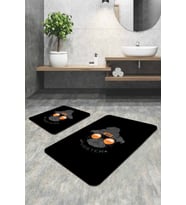 Siyah Hayvan Temalı Banyo Halısı Klozet Paspas Seti BS269