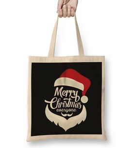 Yılbaşı Yeni Yıl Konseptli Merry Christmas Everyone Bez Çanta Uzun Saplı