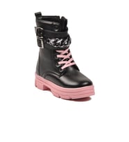 Ayakmod G-1001 F İçi Polarlı Kaymaz Taban Siyah Lila Kız Çocuk Bot (Siyah-Pembe)