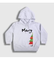 Presmono Unisex Çocuk Beyaz Merry Christmas Funny Yılbaşı Kapüşonlu Sweatshirt 364700tt (Beyaz)