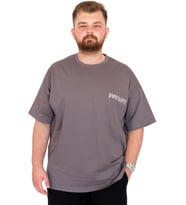 Mode XL Büyük Beden Erkek T-Shirt Bisiklet Yaka BORN TOLYFT U25029 Füme