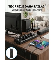 10 Prizli USB Destekli Çoklu Priz Type-C Şarj Girişli Güvenli Güç Ünitesi