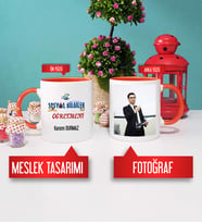 Sosyal Bilgiler Öğretmeni Kupa Bardak Turuncu Fotoğraflı