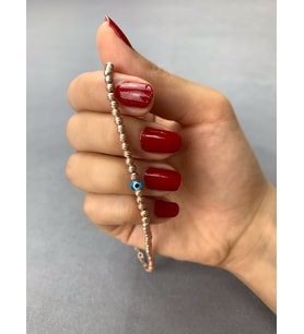 Dorika Toplu Rose Kaplama Nazarlı Gümüş Kadın Bileklik