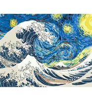 Kanagawa Dalgası Ve Yıldızlı Geceler  Sayılarla Boyama Seti 50x65 cm (Tuvale Gerili)