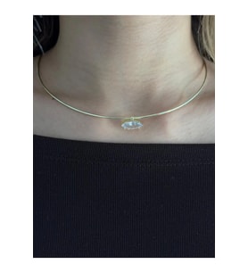 Baget Taşlı Choker Kolye Gold Çelik Kadın  Özel Seri Minimal Şık Kolye (Altın)