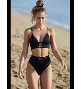 Fantezia Night Kadın Siyah Yüksek Bel Özel Bikini Takımı