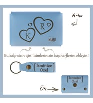 Açık Mavi, Kalp İçinde Aşkınızı Taşıyın! İsme ve Harfe Özel Cüzdan & Anahtarlık Set, Romantik Hediye