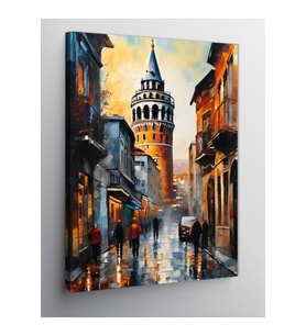 Kanvas Tablo Yağlı Boya İstanbul Galata Kulesi, 70cm x 100cm