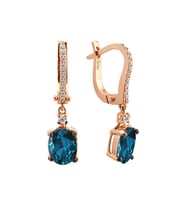 Pırlanta ve Oval London Blue Topaz Küpe 0717E0066