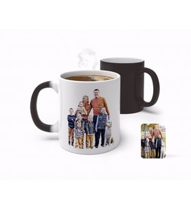 BK Gift Kişiye Özel Tam Boy Aile Karikatürlü Sihirli Kupa Bardak-3 (Beyaz)