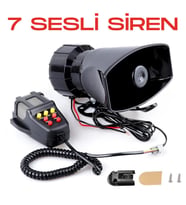 Her Araca Uyumlu 7 Sesli Güçlü Siren Korna Mikrofonlu Megafonlu 12V Polis Sireni 100W