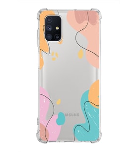 Samsung Galaxy M51  Köşe Korumalı Antişok Kapak Karışık Renkler Tasarımlı Şeffaf Silikon Kılıf