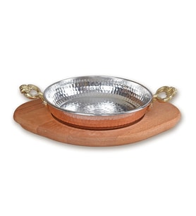 Bakır Sahan ve Ahşap Altlık 20 cm