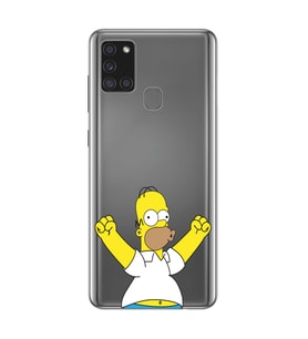 Samsung Galaxy A21S Uyumlu Simpson Tasarımlı Şeffaf Telefon Kılıfı
