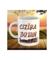 Cizre Kürtçe Porselen Kupa - Cizîra Botan (Beyaz)