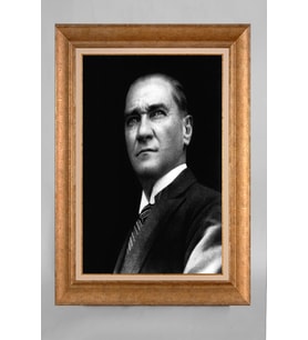 Altın Varaklı Paspartulu Çerçeveli Atatürk Tablo nt675