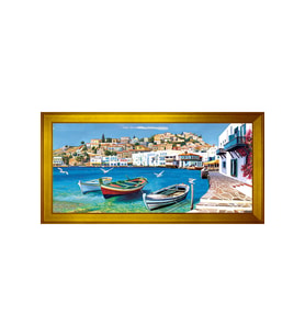Manzara Temalı Kanvas Tablo 50 x 70 cm Gold Çerçeve