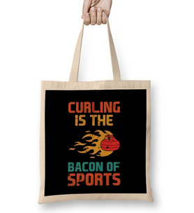Curling Bacon Of Sports Curling Player Team Coach Stones Bez Çanta Uzun Saplı