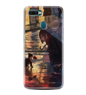 Oppo A5S A15 A16 A54 A55 A73 A74 Kılıf Desemli Silikon Kız ve Kedi 1762