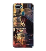 Oppo A5S A15 A16 A54 A55 A73 A74 Kılıf Desemli Silikon Kız ve Kedi 1762