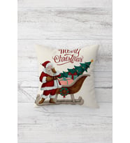 Merry Christmas Çift Tarafı Baskılı Gizli Fermuarlı Yastık Kılıfı Kırlent Koltuk Yastık Kılıfı (Beyaz)