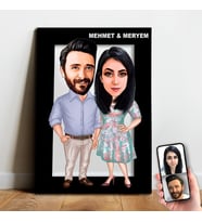 Karikatür Sevgili, Çift,Gelin Damat, Evli Tablo Hediye Model-7