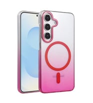 Coverzone Samsung Galaxy S23 Fe ile uyumlu MagSafe uyumlu simli sert plastik k?l?f, 2mm kamera korumal?, �izilmeye dayan?kl?, ince tasar?m, Glossy degrade Pembe